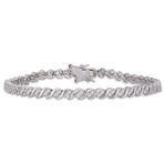 1ct TW Diamond S Link Tennis Bracelet // 7.25 in (Sterling Silver)