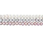 5-5.5mm White Pink & Grey Cultured Freshwater Pearl Bracelet 3-Pc Set with Ribbon // 7.5 in