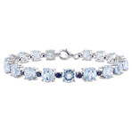 29 1/2ct TGW Sky Blue Topaz & Sapphire Bracelet // Sterling Silver // 7.75 in