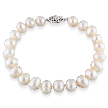 7.5-8mm Cultured Freshwater Pearl Bracelet with Sterling Silver Clasp // 7.5 in