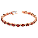 19 5/8ct TGW Garnet & White Sapphire Tennis Bracelet // Rose Plated Sterling Silver // 7.25 in