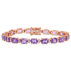 14 5/8ct TGW Amethyst & White Sapphire Tennis Bracelet // Rose Plated Sterling Silver // 7.25 in