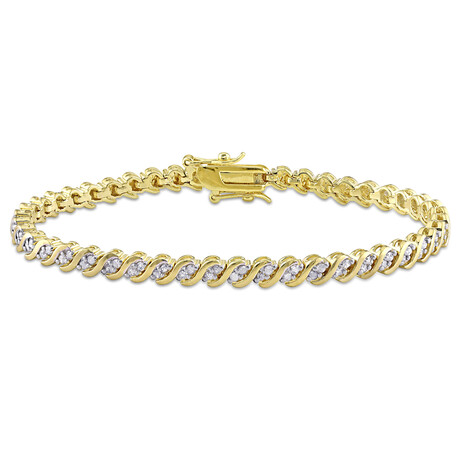 1ct TW Diamond S Link Tennis Bracelet // 7.5 in (Yellow Plated Sterling Silver)