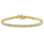 1ct TW Diamond S Link Tennis Bracelet // 7.5 in (Yellow Plated Sterling Silver)