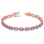 14 5/8ct TGW Amethyst & White Sapphire Tennis Bracelet // Rose Plated Sterling Silver // 7.25 in