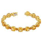 30 1/10ct TGW Citrine & Madeira Citrine Tennis Bracelet // Yellow Plated Sterling Silver // 7.25 in