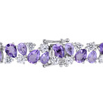 27 1/6ct TGW Amethyst Rose de France & Created White Sapphire Vintage Bracelet // Sterling Silver // 7.25 in