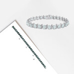 11 1/5ct TGW Aquamarine & Diamond Accent S Link Tennis Bracelet // Sterling Silver // 8 in