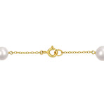 6.5-8.5mm Cultured Freshwater Pearl Station Bracelet // Yellow Plated Sterling Silver // 7.25 in