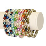 Multi-Color Freshwater Cultured Pearl 10-Pc Elastic Bracelet Set // 7 in