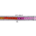 12 1/2ct TGW Square-Cut Multi-Color Created Sapphire Tennis Bracelet // Sterling Silver // 7 in