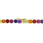 12ct TGW Multi-Color Gemstone Tennis Bracelet // Yellow Plated Sterling Silver // 7.25 in