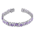 27 1/6ct TGW Amethyst Rose de France & Created White Sapphire Vintage Bracelet // Sterling Silver // 7.25 in