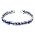 28 1/2ct TGW Created Blue & White Sapphire Tennis Bracelet // Sterling Silver // 7 in