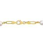 7-7.5mm Cultured Freshwater Pearl & Fancy Oval Link Bracelet // Yellow Plated Sterling Silver // 7.75 in