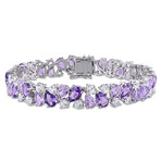 27 1/6ct TGW Amethyst Rose de France & Created White Sapphire Vintage Bracelet // Sterling Silver // 7.25 in