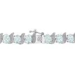 11 1/5ct TGW Aquamarine & Diamond Accent S Link Tennis Bracelet // Sterling Silver // 8 in