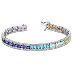 12 1/2ct TGW Square-Cut Multi-Color Created Sapphire Tennis Bracelet // Sterling Silver // 7 in