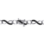 1/4ct TW Black Diamond Infinity Link Bracelet // Sterling Silver with Black Rhodium // 7 in