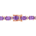 14 5/8ct TGW Amethyst & White Sapphire Tennis Bracelet // Rose Plated Sterling Silver // 7.25 in