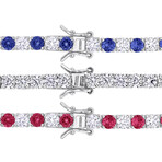 43ct TGW Created Ruby Created Blue & White Sapphire 3-Pc Tennis Bracelet Set // 7.25 in