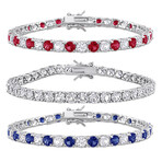 43ct TGW Created Ruby Created Blue & White Sapphire 3-Pc Tennis Bracelet Set // 7.25 in