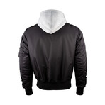 Top Gun® MA-1 Nylon Bomber Jacket w/ Removable Hood // Black (L)