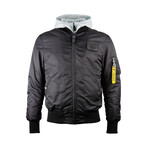 Top Gun® MA-1 Nylon Bomber Jacket w/ Removable Hood // Black (L)