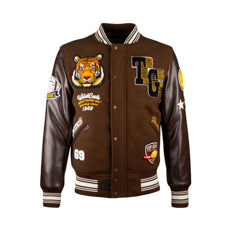 Top Gun® "Wildcats" Varsity Jacket // Brown (XS)