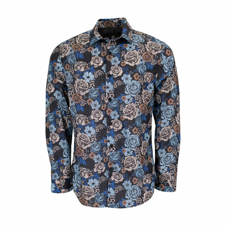 Button Up Shirt // Nigel Everything Roses Coal (XS)