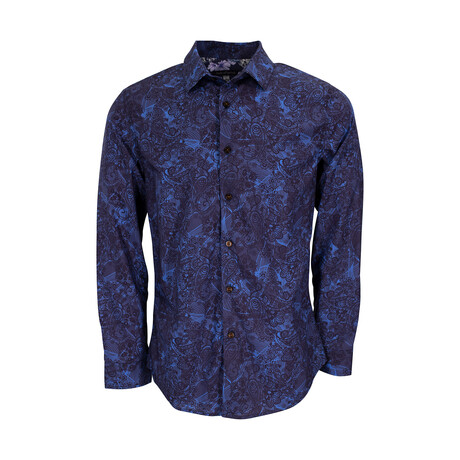 Button Up Shirt // Nigel Paisley Swirl Navy (XS)