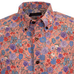 Button Up Shirt // Morris Rose Floral Geranium (XS)