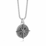 S.STEEL GUN-IP NORTH-STAR PENDANT 22"-NECKLACE