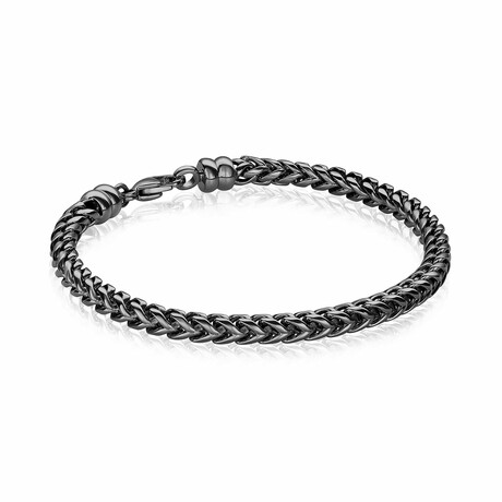 GUN-IP-S.STEEL POLISHED 5MM-ROUND-FRANCO 8.5"-BRACELET (8.5 INCHES)