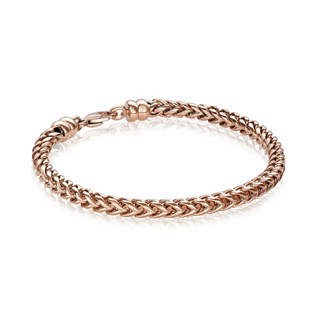 ROSE-IP S.STEEL POLISHED 5MM-ROUND FRANCO 8.5"-BRACELET (8.5 INCHES)