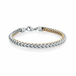 S.STEEL GOLD-IP-HALF POLISHED 5MM-ROUND-FRANCO 8.5"-BRACELET (8.5 INCHES)