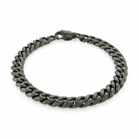 GUN-IP-S.STEEL BRUSHED 7.7MM-CURB-LINK 8.5"-BRACELET (8.5 INCHES)