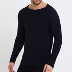 Wide Neck Knit Sweater // Black (XL)