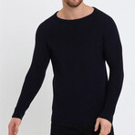 Wide Neck Knit Sweater // Black (XL)