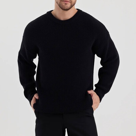 Crewneck Knit Sweater // Black (S)