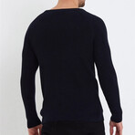 Wide Neck Knit Sweater // Black (XL)