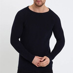 Wide Neck Knit Sweater // Black (XL)