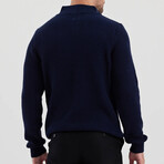 Mock Neck Half Zip Knit Sweater // Navy Blue (L)