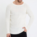 Wide Neck Knit Sweater // White (L)