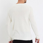 Wide Neck Knit Sweater // White (L)