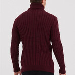 Turtleneck CableKnit Sweater // Burgundy (M)