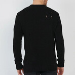 Crewneck Ragged Knit Sweater // Black (S)