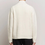 Mock Neck Half Zip Knit Sweater // White (S)