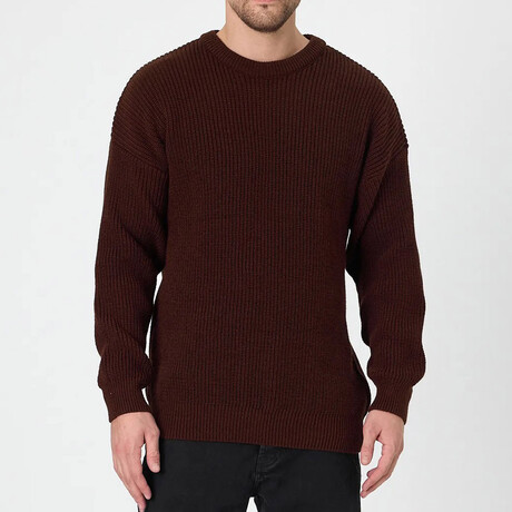 Crewneck Knit Sweater // Brown (S)