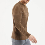 Crewneck Patterned Knit Sweater // Tan (M)